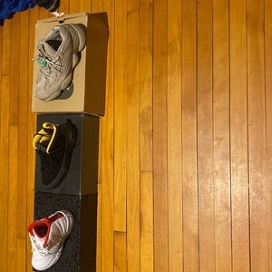 Yezzys is a size 12  The 12s is a size 7Gs and the 9s is size 6Gs all wore once.